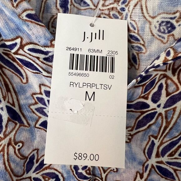 J Jill flower print linen blouse - Picture 3 of 7